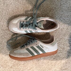 Adidas Samba in White and Sage Green